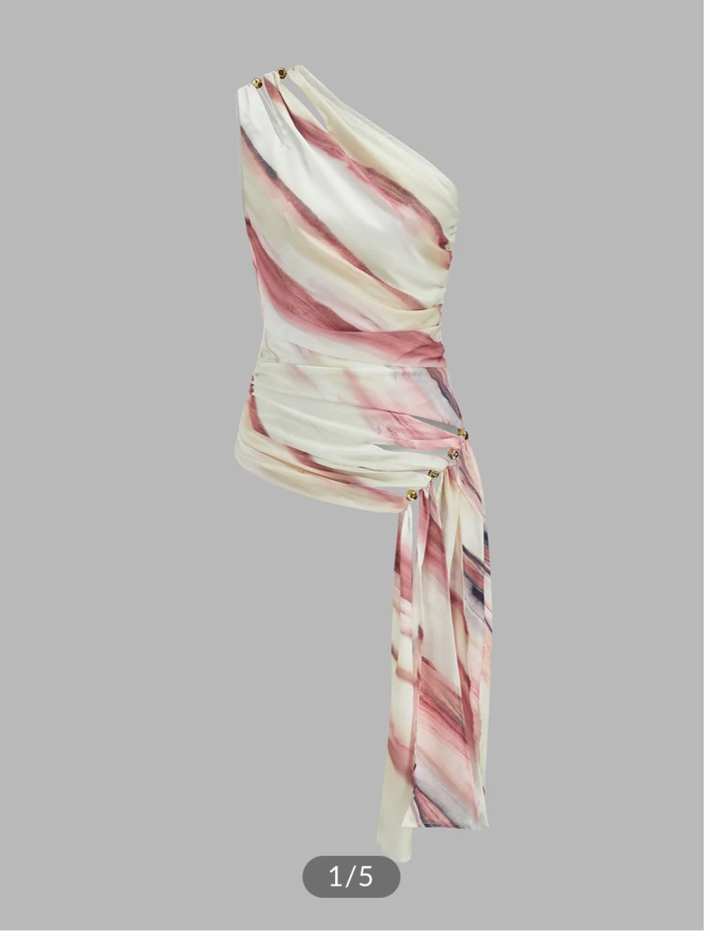 Commense One-Shoulder Tie-Dye Top in Blush and Cream